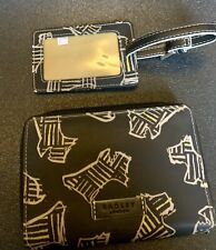 Radley - Black Zip Around Wallet + Matching Luggage Tag.  Mustard Yellow Accents
