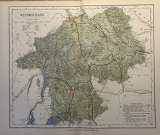 1884 Westmorland Original Antique County Map by Letts