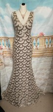 Quiz Maxi Dress 8 Gold Sequin Fishtail Evening Prom  Long Deco 1920s Gatsby