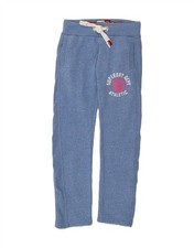 SUPERDRY Womens Graphic Tracksuit Trousers UK 6 XS Blue Flecked Polyester BY04