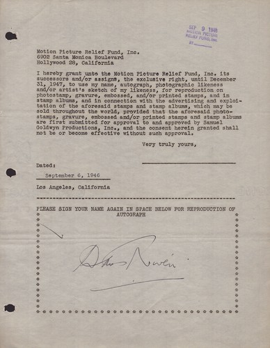 David niven document signed - niven,