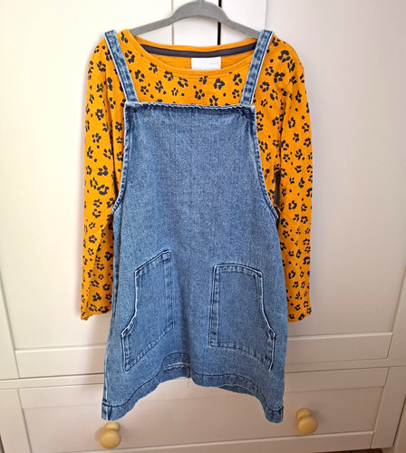 Next girls blue denim pinafore - blue,