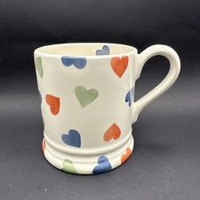 Emma Bridgewater Coral Green And Stormy Hearts Half Pint Mug - New 