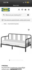 IKEA Fyresdal Black Day-bed Frame 80x200 cm with Mattress, Pull-out Double Bed