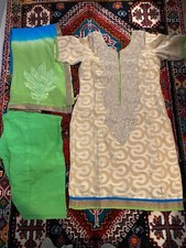 Green, Blue & Cream Indian patiala salwaar suit