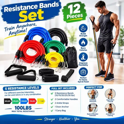 12pieces resistance bands set - resistance,