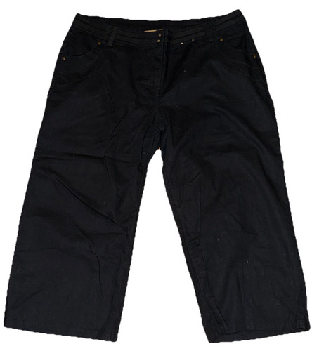 Ladies black linen cropped - ladies,