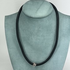 Story necklace by Kranz & Ziegler black cord foam swirl charm magnetic 22''