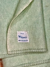 Vintage 1950's - 60's Real Witney Retro Wool Blanket - Soft Green Colour