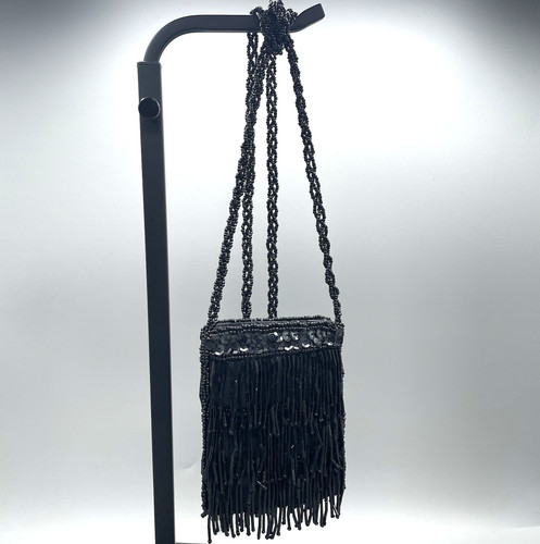 Vtg 80s black beaded - vtg,