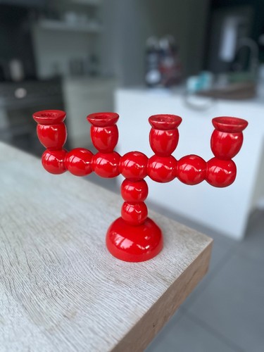 Old red turned wood arm - red,