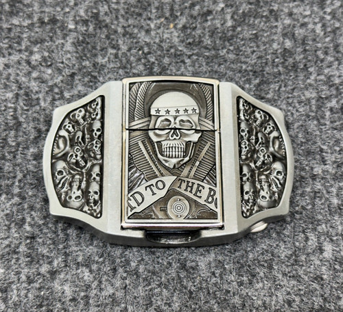 Silver antique brushed skull - brushed,