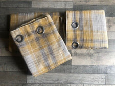 Next Ochre Yellow ASTLEY Check Boucle Eyelet Lined Curtains 117x229 CM (46"x90"