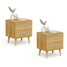 Bedside Tables Set of 2 Rattan