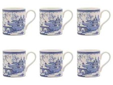 Set of 6 Blue Willow Mugs Fine