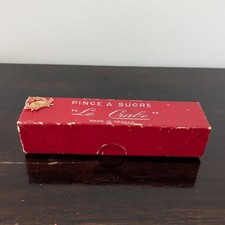 Vintage French sugar tongs - mechanical pincer -  in original red box. VGC.
