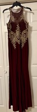 Burgundy Gold Embroidered
