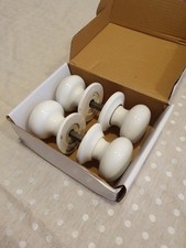 White Ceramic Porcelain Internal Mortice Door Knobs Handles - 2 Pairs