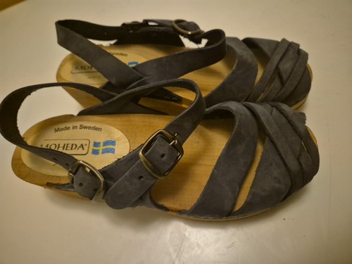 Swedish leather wooden clogs