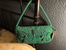 Green beaded mirasol handbag
