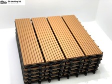 11Pcs 1SQM Wpc Garden Composite Decking Tiles Interlocking  Patio  Flooring OAK