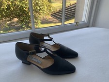 Laura Ashley Vintage Navy Leather T-Bar Shoes 38