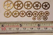 16 BRASS COGS for WATCH MOVEMENTS c1920s DIFFERENT SIZES