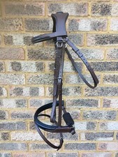 BLACK & BROWN ANATOMICAL SNAFFLE BRIDLE PADDED HEADPIECE CRANK FLASH REINS FULL