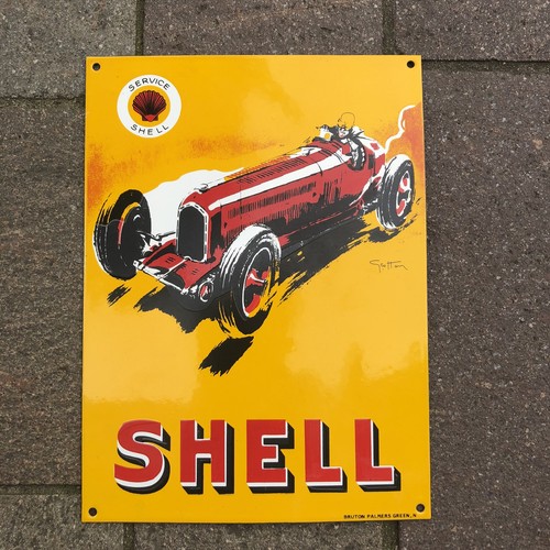 Shell enamel sign - shell,
