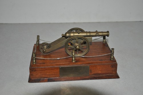 Vintage brass and wood cannon - vintage,