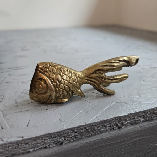 Vintage brass koi - brass, golden