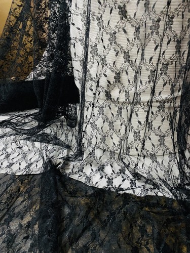 Black medallion swirl floral - black,