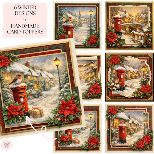 Snowy village card toppers - 6,