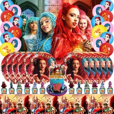 Descendants The Rise Of Red Party Supplies Set Plates Balloons Banner Tablecloth