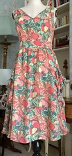SARA BERMAN . 100% PURE SILK SUMMER DRESS. LINED IN SILK . SIZE 8. W27”.L38”