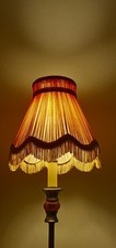 Genuine Vintage Bespoke 8" Chiffon Pleated Lampshade In Burnt Orange Fully Lined