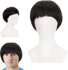 Black bowl cut wig - bowl, wigs