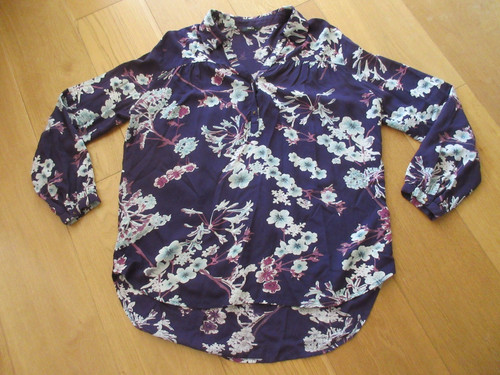 Ladies purple floral 3 4 - purple,