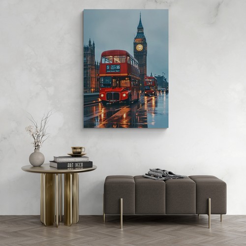 London big ben red bus - big, canvas