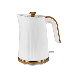 White and wood electric kettle - white,