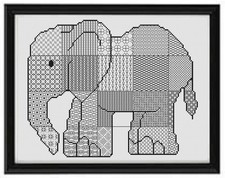 Blackwork Elephant - Cross