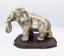 VICTORIAN BRITANNIA METAL / SPELTER INDIAN ELEPHANT FIGURE c1880 - 6 INCHES LONG