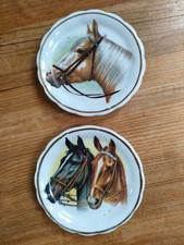 2 x Decorative China Plates 3 inch diameter featuring HORSES unbranded