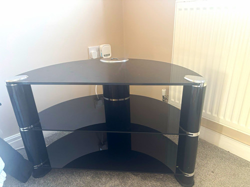 Black glass corner stand - glass, tv