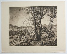 Georg Kellner: "Fugitive Home" Etching Hand Signed 1921