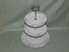 Seltmann Regina Blue Rose 3-Tier Hostess China Cake Plate Stand