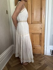 Tigerlily Beige Beaded Detail Summer Maxi Dress Self Tie Belt Uk12