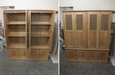 100% Solid Oak 8 Door Linen/ Larder Storage Cupboard - Fretwork Design Bespoke