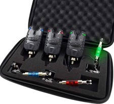 Set of 2 or 3 Carp Fishing Bite Alarm & illuminated Swingers LED's, Jacks,