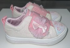 Girls Silver/white/pink Light Up Twinkle Toes Trainers Toddler 6